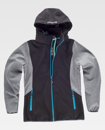 Softshell 96% Poliéster 4% Elastano Negro / Gris Jaspeado