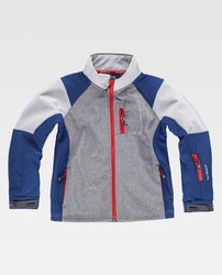 Softshell infantil combinado tricolor. Gris Jaspeado+Azulina+Gris Claro