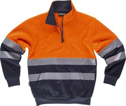 Sudadera AV combinada con media cremallera Naranja / Marino