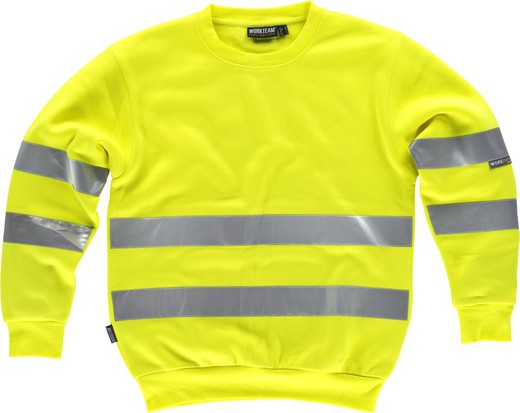 AV-Sweatshirt mit Rundhalsausschnitt und reflektierenden Bändern an Rumpf und Ärmeln Gelb AV