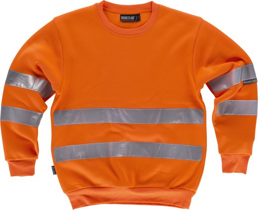 AV crew neck sweatshirt with reflective ribbons on torso and sleeves Orange AV