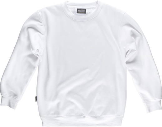 Box neck sweatshirt with elastic cuffs and waist White