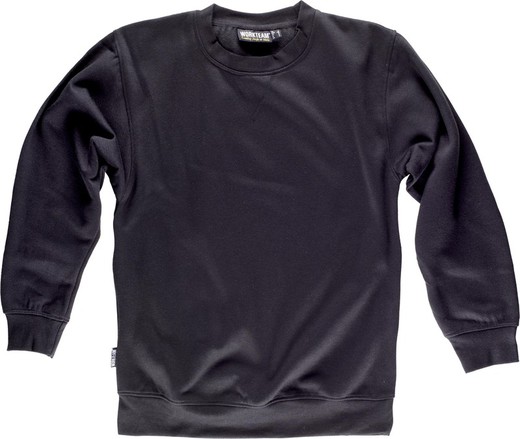 Schwarzes Sweatshirt mit Rundhalsausschnitt, elastischen Bündchen und Taille