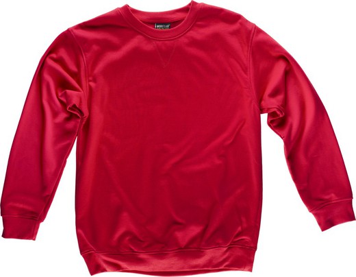 Box neck sweatshirt with elastic cuffs and waist Red