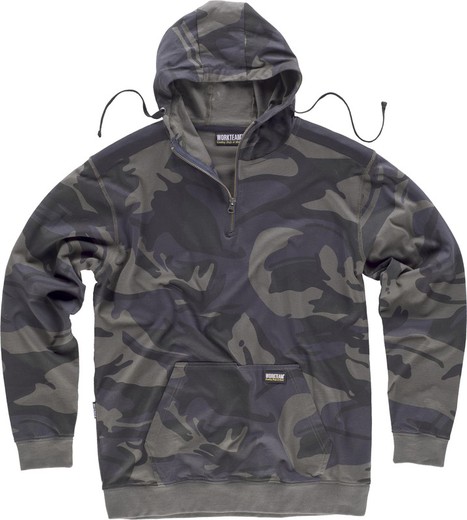 Camouflage hoodie, combined with black Camouflage Gray Black