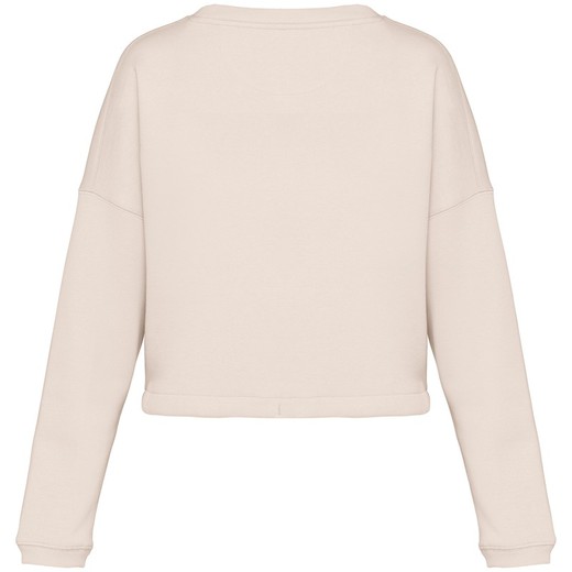 Umweltfreundliches cropped Oversize Damen-Sweatshirt mit Rundhalsausschnitt