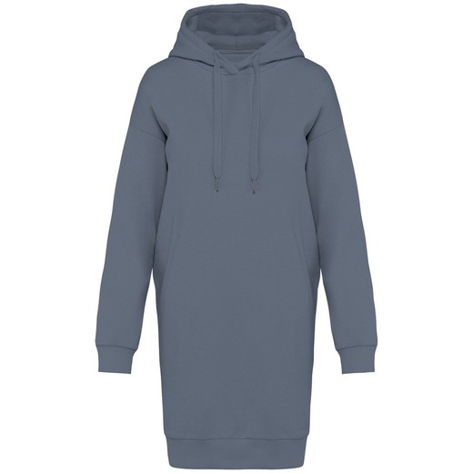 Eco-friendly ladies' hooded sweatshirt dress