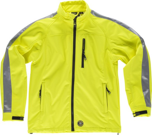 High Visibility Workshell with Reflective Tape on Sleeves AV Yellow