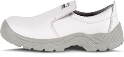 Microfiber shoe without laces, special feeding Anti-shock steel toe White