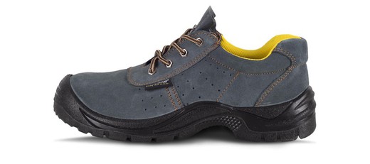 Chaussure en daim perforé avec lacets Semelle en PU double densité Embout et semelle intérieure en acier Gris
