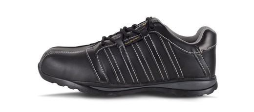 Sapato de couro, sola de borracha, biqueira não metálica anti-impactos e palmilha têxtil anti-perfuração Preto