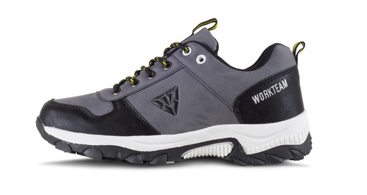 Trecking shoe with laces PU outer fabrics and combined colors TPR sole Gray Black