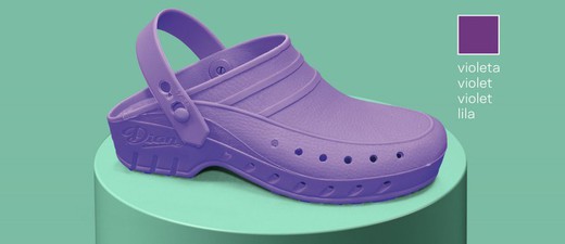 Anatomic, antistatic and anti-slip monocoque SBS polymer material clog. Violet Color