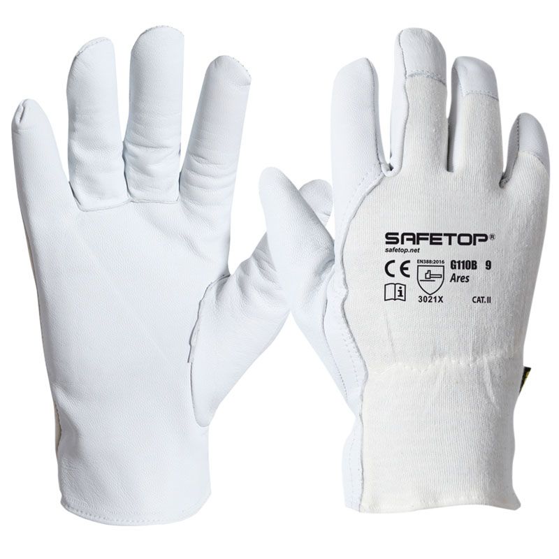 ARES, guante de algodón y piel flor de cabra