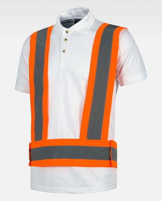 Harnais haute visibilité avec bandes réfléchissantes Fermeture velcro à la taille Orange AV