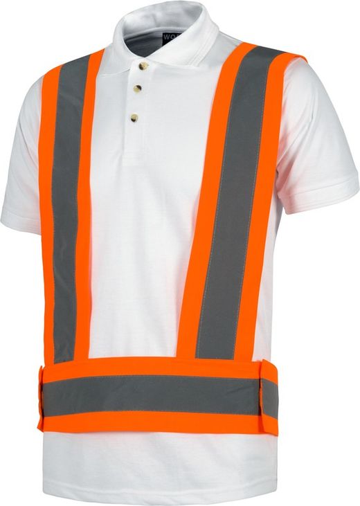 Harnais haute visibilité avec bandes réfléchissantes Fermeture velcro à la taille Orange AV