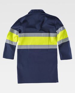 Bademantel Clipverschluss Brusttasche und 2 Seiten Kombinierte hohe und sichtbare und reflektierende Bänder Navy Yellow AV
