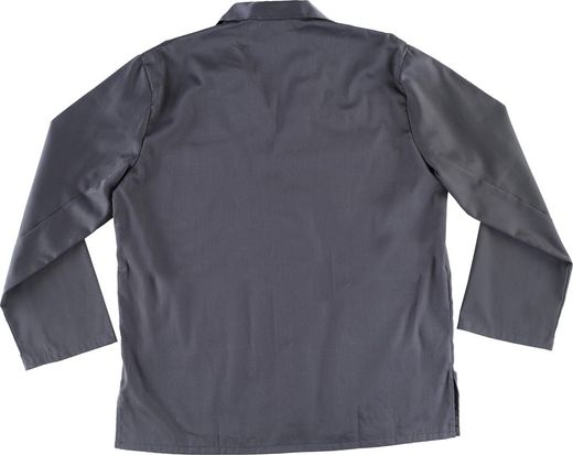 Kurze Jacke im Herrenstil, eine Tasche auf der Brust und zwei Seiten Grau