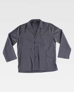 Kurze Jacke im Herrenstil, eine Tasche auf der Brust und zwei Seiten Grau