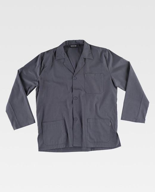 Kurze Jacke im Herrenstil, eine Tasche auf der Brust und zwei Seiten Grau