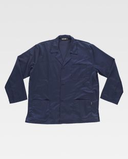 Kurze Jacke im Herrenstil, eine Tasche auf der Brust und zwei Seiten Navy