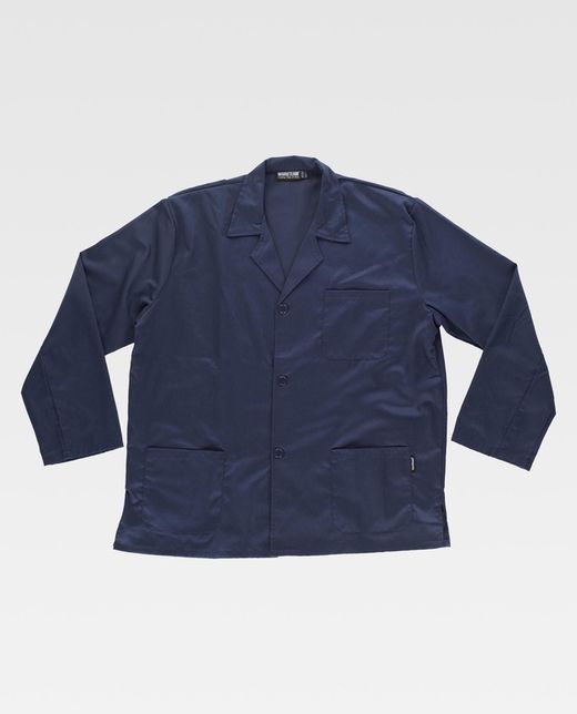Kurze Jacke im Herrenstil, eine Tasche auf der Brust und zwei Seiten Navy