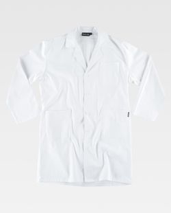Herrengewand mit Knopfverschluss, Brusttasche und 2 Seiten 100% Cotton White