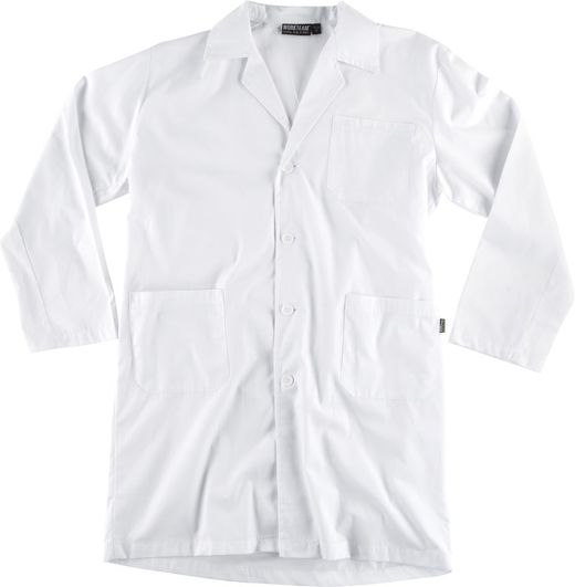 Blouse pour homme avec fermeture à bouton, un sac de poitrine et 2 côtés Blanc