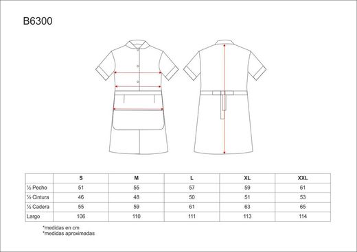 Peignoir à manches courtes avec boutons et un sac et tablier blanc court avec 2 poches Bleu clair Blanc