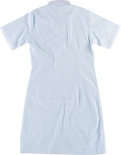 Peignoir à manches courtes avec boutons et un sac et tablier blanc court avec 2 poches Bleu clair Blanc