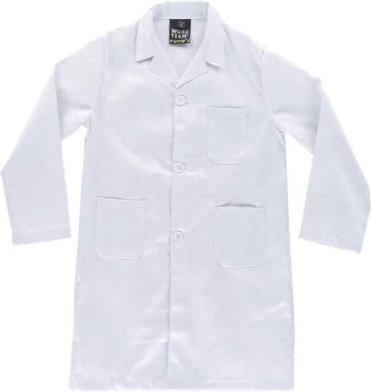 Children's gown, button closure, a chest bag and two hems White