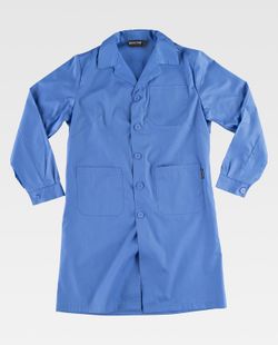 Damenkleid mit Knopfverschluss, Brusttasche und 2 Seiten Hellblau