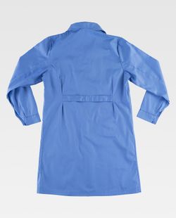 Damenkleid mit Knopfverschluss, Brusttasche und 2 Seiten Hellblau