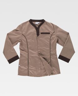 Damengewand mit kontrastierenden Verzierungen Beige Brown