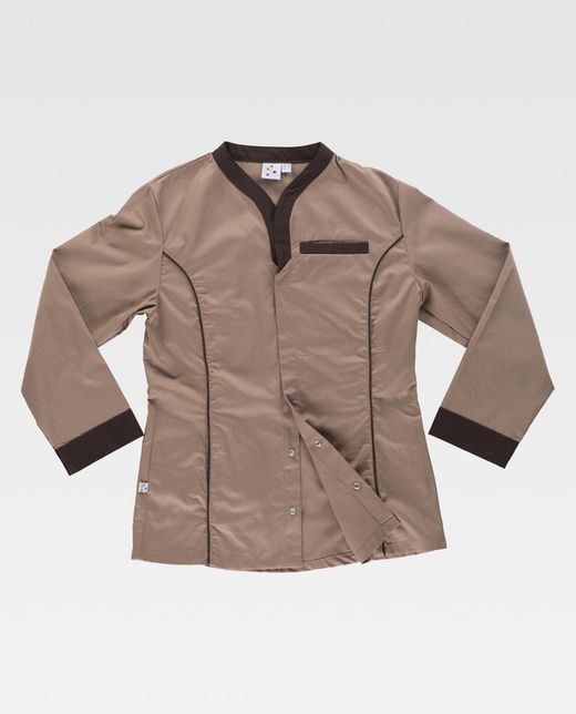 Damengewand mit kontrastierenden Verzierungen Beige Brown