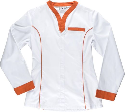 Peignoir femme avec passepoil contrasté Blanc Orange