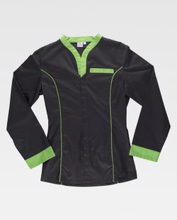 Damen Bademantel mit kontrastierenden Verzierungen Black Pistachio Green