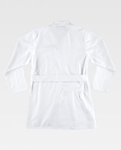 Unisex-Bademantel mit Knopfverschluss, Brusttasche und zwei Seiten Weiß