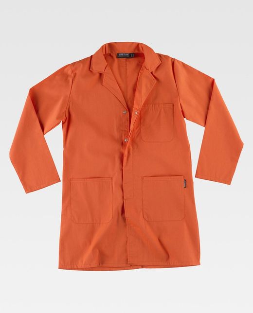 Unisex-Kleid mit verdecktem Verschluss, einer Brusttasche und zwei Seiten Orange