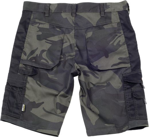 Camouflage Bermuda Shorts kombiniert mit schwarzen Verstärkungen und Camouflage Grey Black mit mehreren Taschen