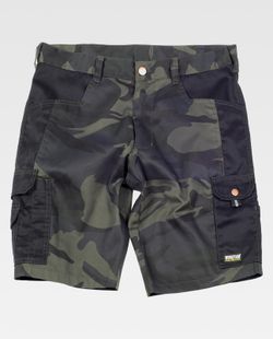 Camouflage Bermuda Shorts kombiniert mit schwarzen Verstärkungen und Camouflage Grey Black mit mehreren Taschen