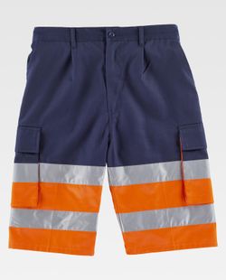 Bermudashorts kombiniert mit zwei reflektierenden Bändern Navy Orange AV