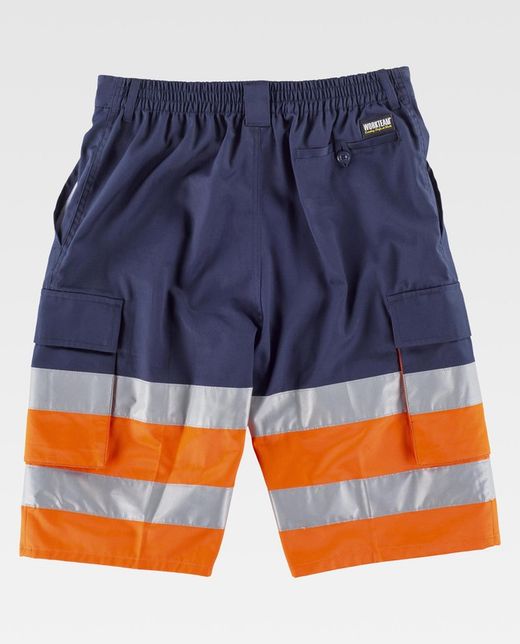 Bermudashorts kombiniert mit zwei reflektierenden Bändern Navy Orange AV
