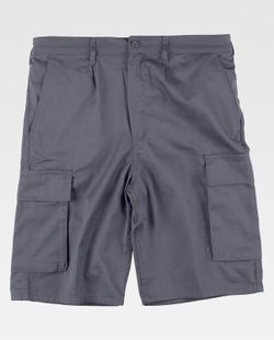 Bermuda mit elastischer Taille und mehreren Taschen Grau