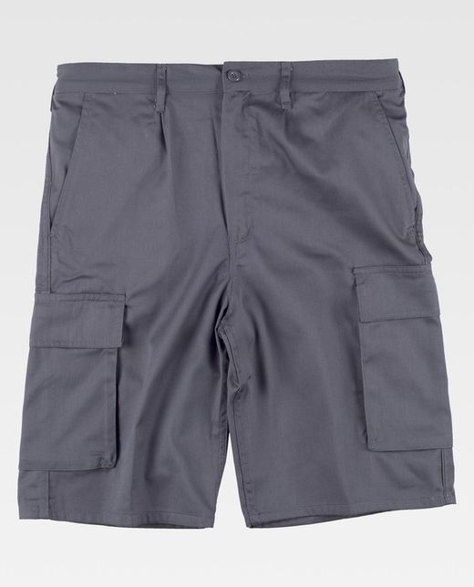 Bermuda mit elastischer Taille und mehreren Taschen Grau
