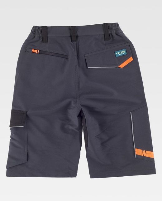 Bermuda de color Gris oscuro+Negro+Naranja Fluor