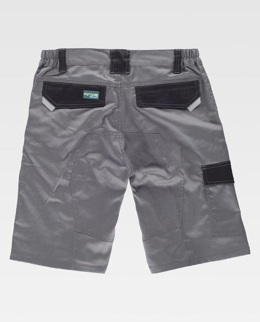 Bermuda de tejido elástico combinado Color Gris+Negro