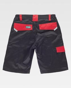 Bermuda de tejido elástico combinado Color Negro+Rojo