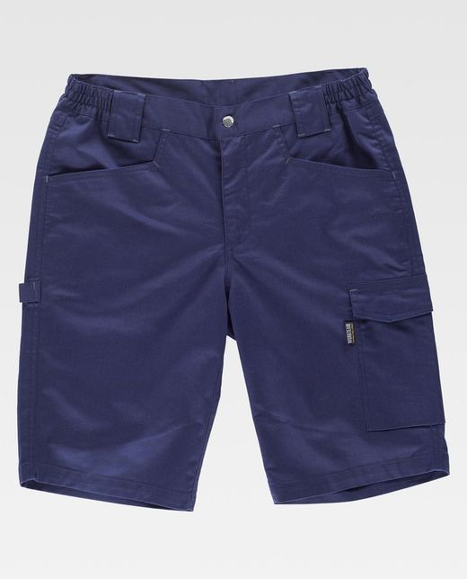 Zwei-Wege-Stretch-Bermudashorts, Multi-Pocket- und Marine-Details kombiniert