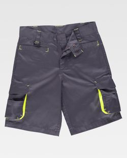 Bermuda linea 6, multibolsillos con elásticos Gris / Amarillo